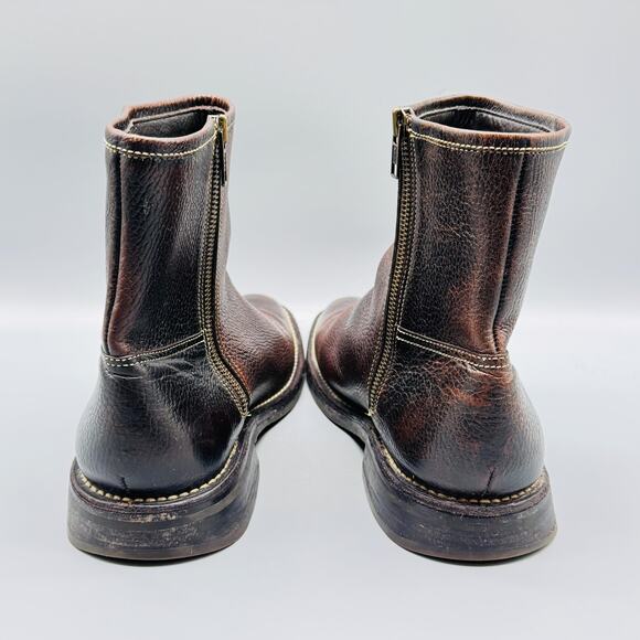 Cole Haan Boots Men 9.5 Brown Pebbled Leather Ankle Zip Classic Dress Work Vtg - Picture 6 of 11